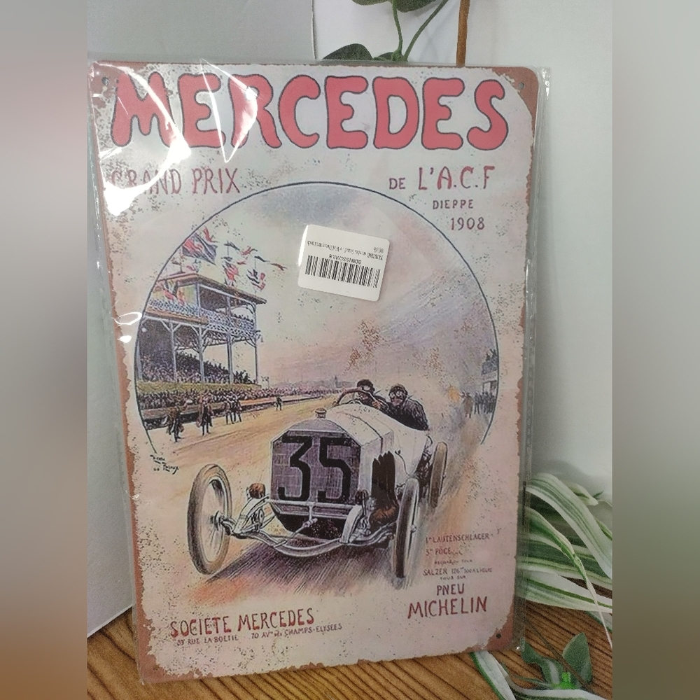 Mercedes 1908 Metal Sign 8x12 Inch